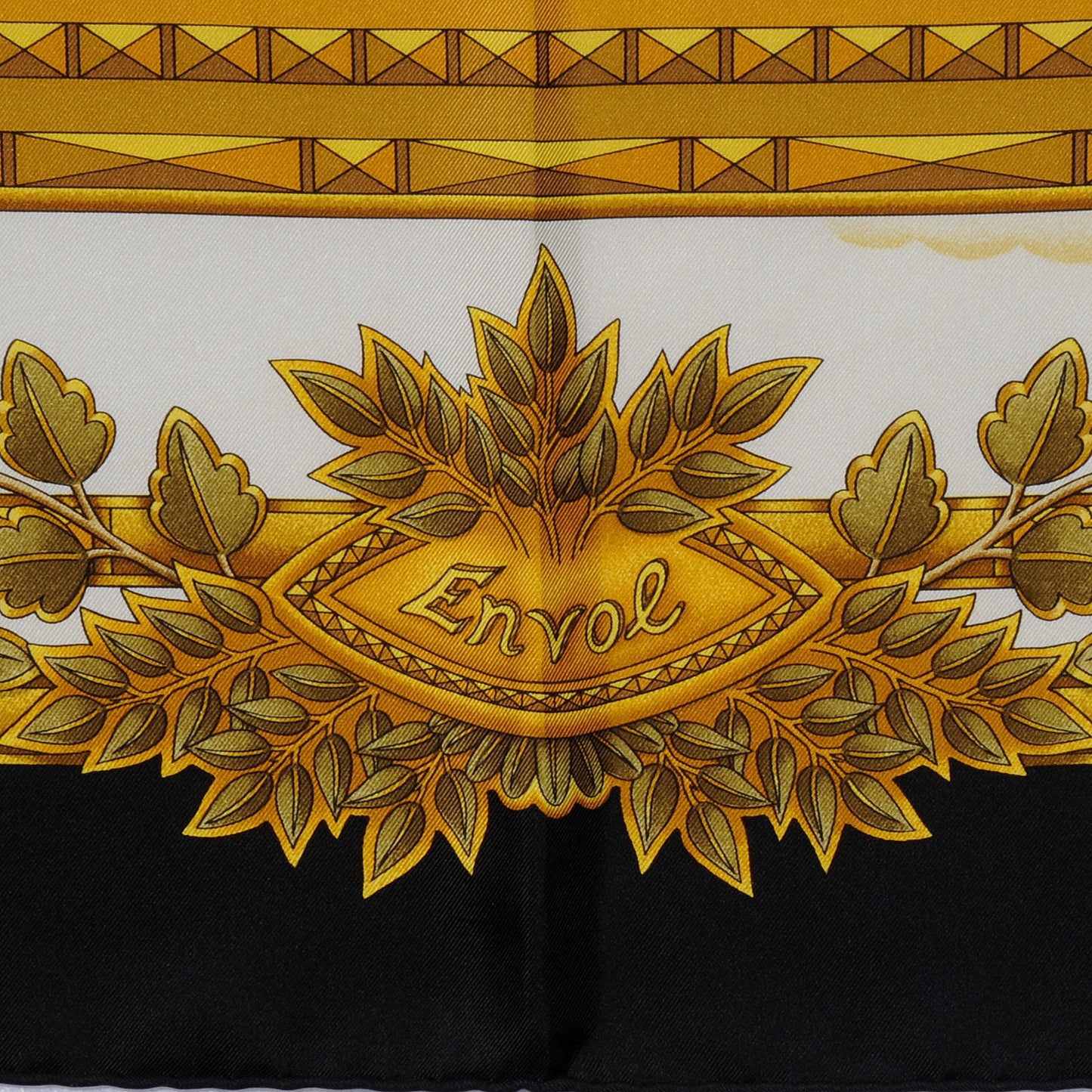 Silk Doves Of Peace Scarf 90 Black Gold