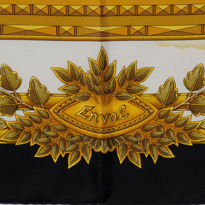 Hermes Silk Doves Of Peace Scarf 90 Black Gold 3 of 5