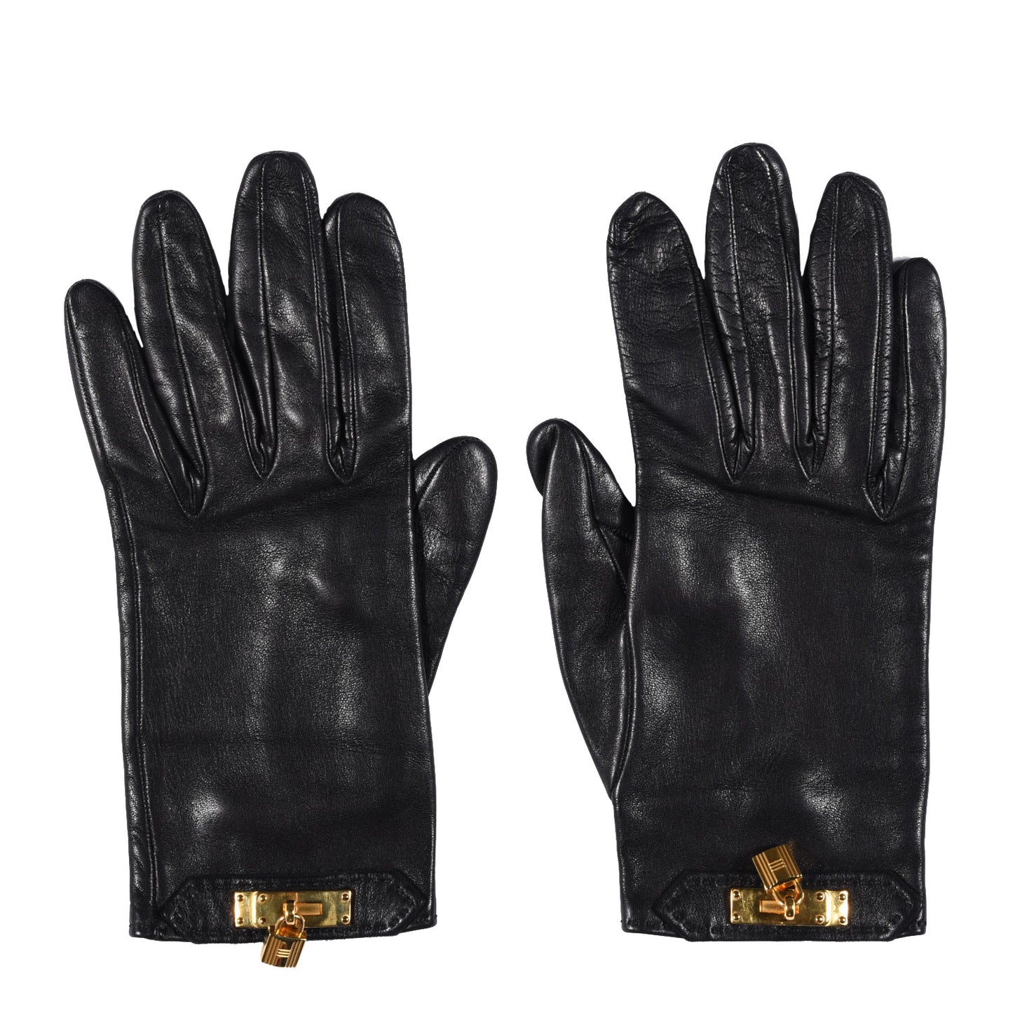Lambskin Soya Kelly Lock Gloves 6.5 Black