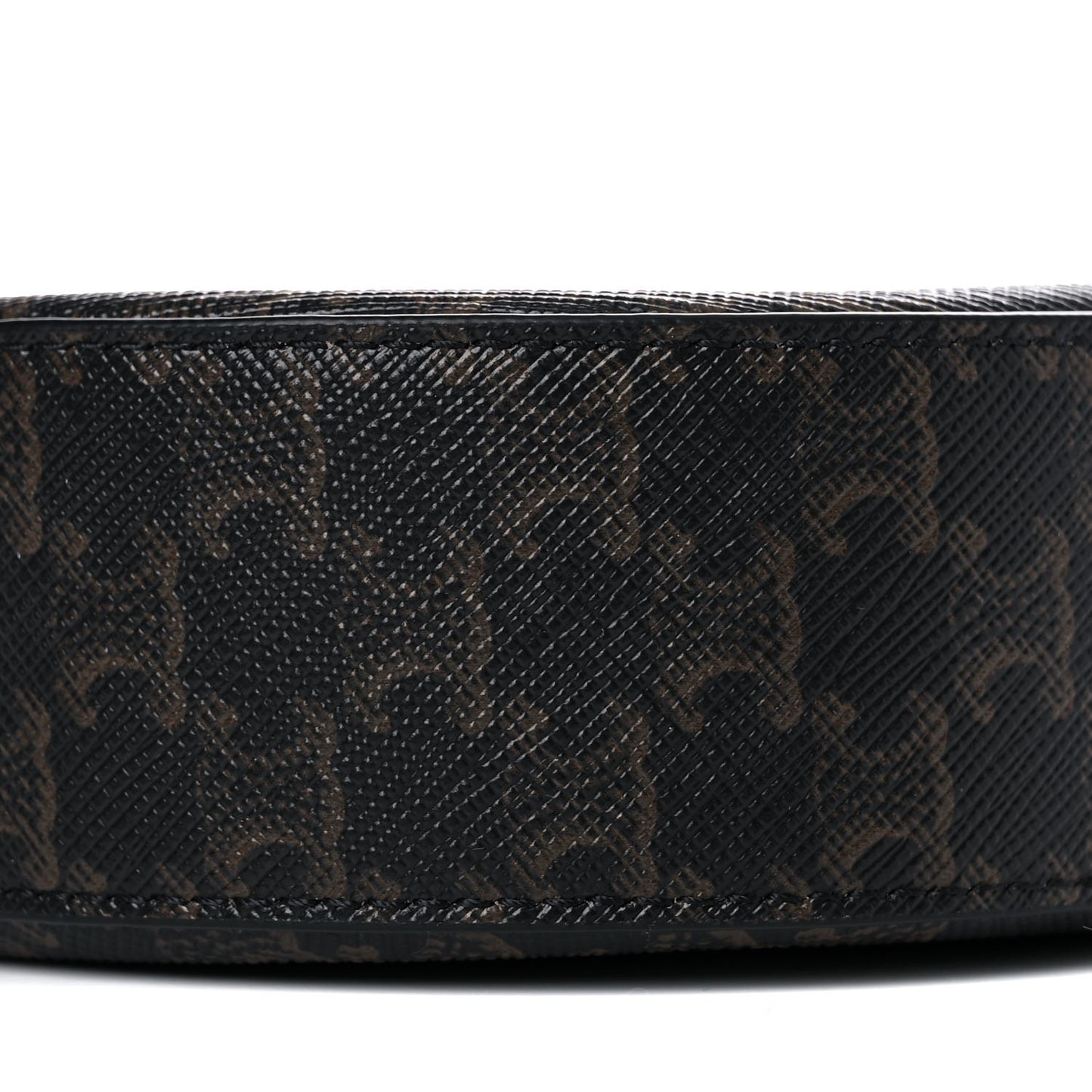 Lambskin Triomphe Canvas Round Purse On Strap Black Tan