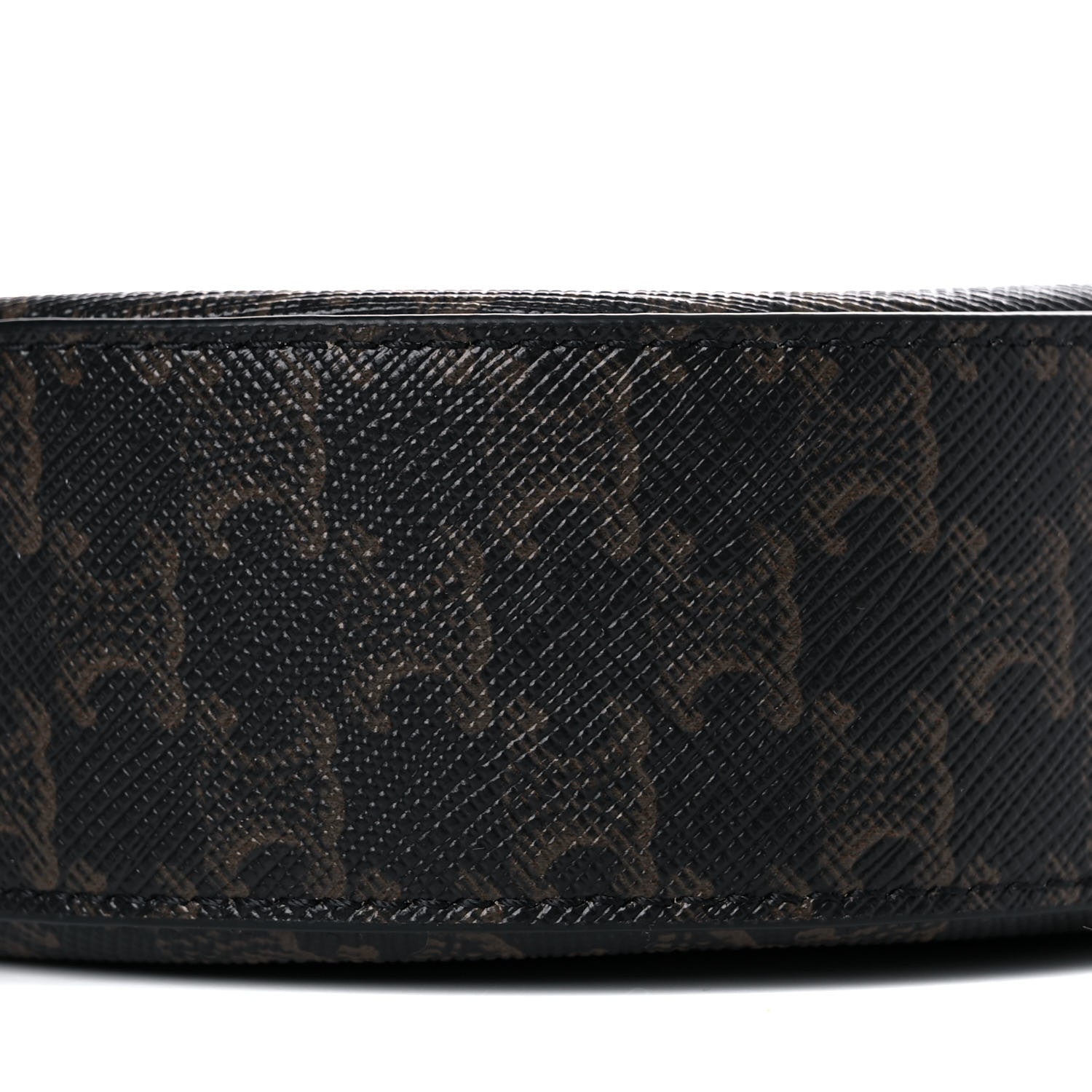 Celine Lambskin Triomphe Canvas Round Purse On Strap Black Tan 8 of 10