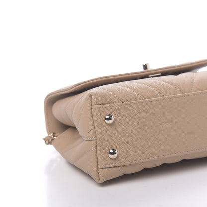 Chanel Caviar Chevron Quilted Mini Coco Handle Flap Beige 8 of 10