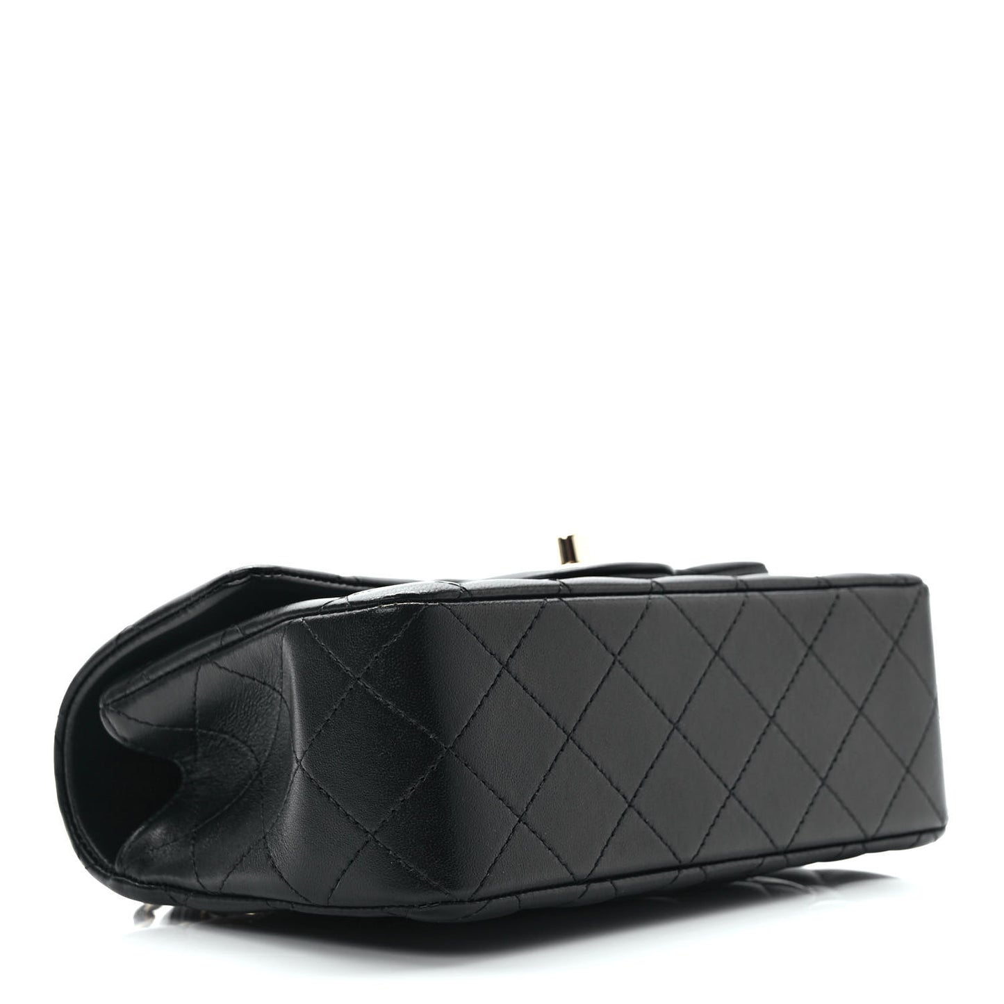 Lambskin Quilted Mini Top Handle Rectangular Flap Black