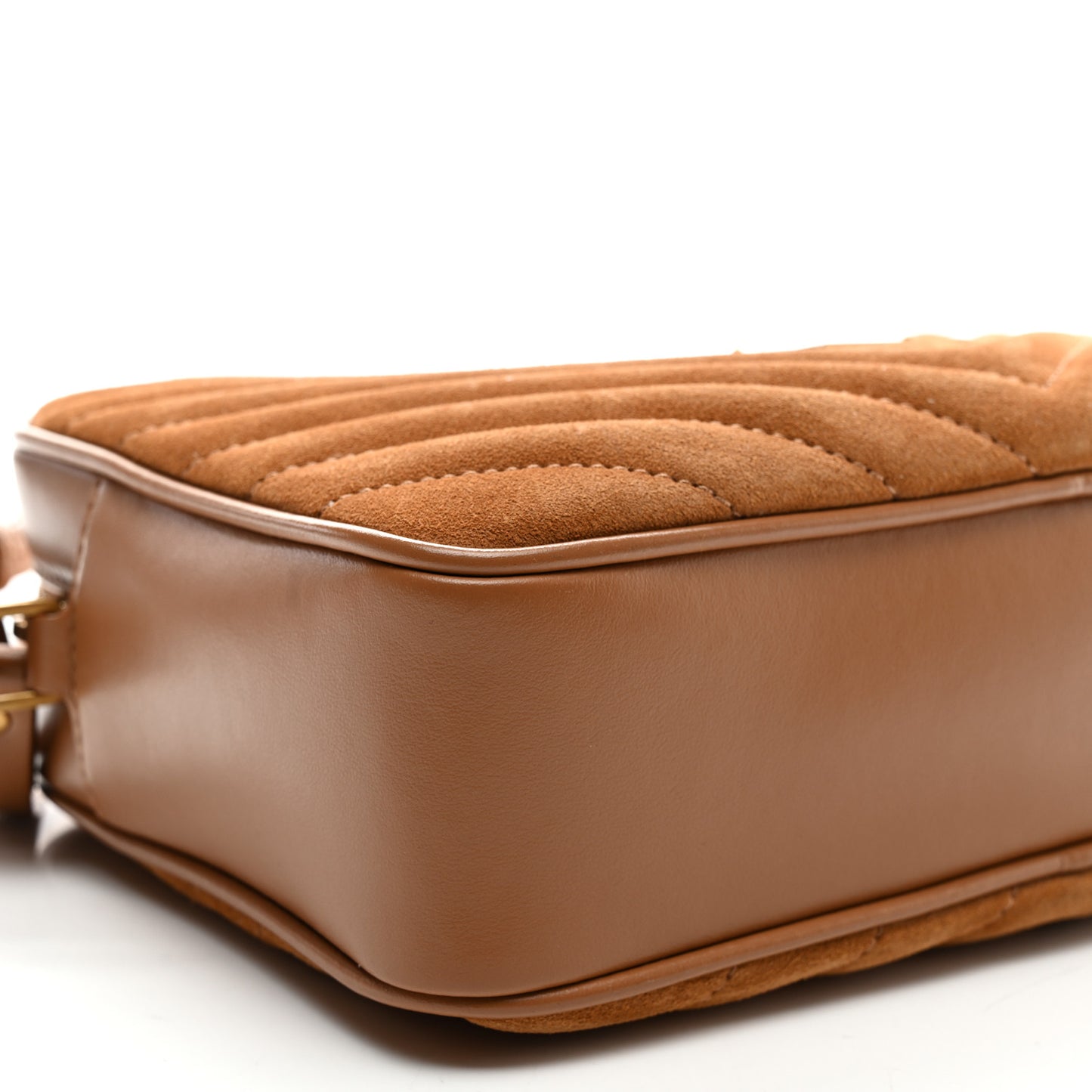 Suede Matelasse Monogram Lou Camera Bag Cinnamon