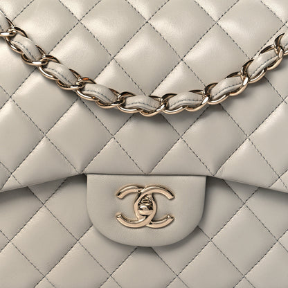 Chanel Lambskin Quilted Jumbo Double Flap Grey 7 of 10