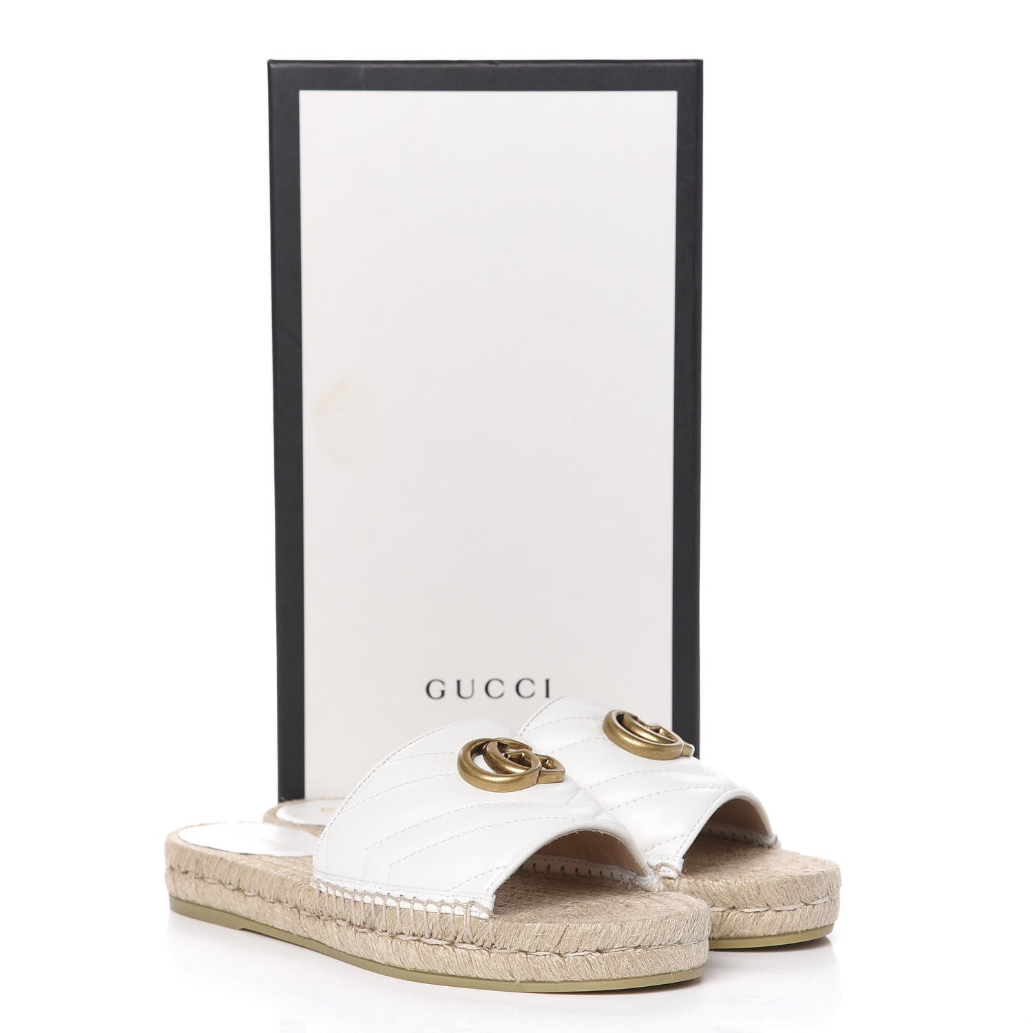 Gucci Nappa Matelasse GG Marmont Espadrille Slide Sandals 37 Great White 9 of 9