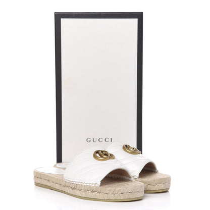Gucci Nappa Matelasse GG Marmont Espadrille Slide Sandals 37 Great White 9 of 9