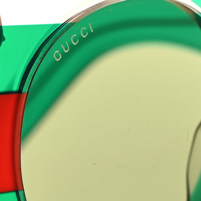 Gucci Acetate Round Frame Sunglasses GG0177S Green Red 7 of 9