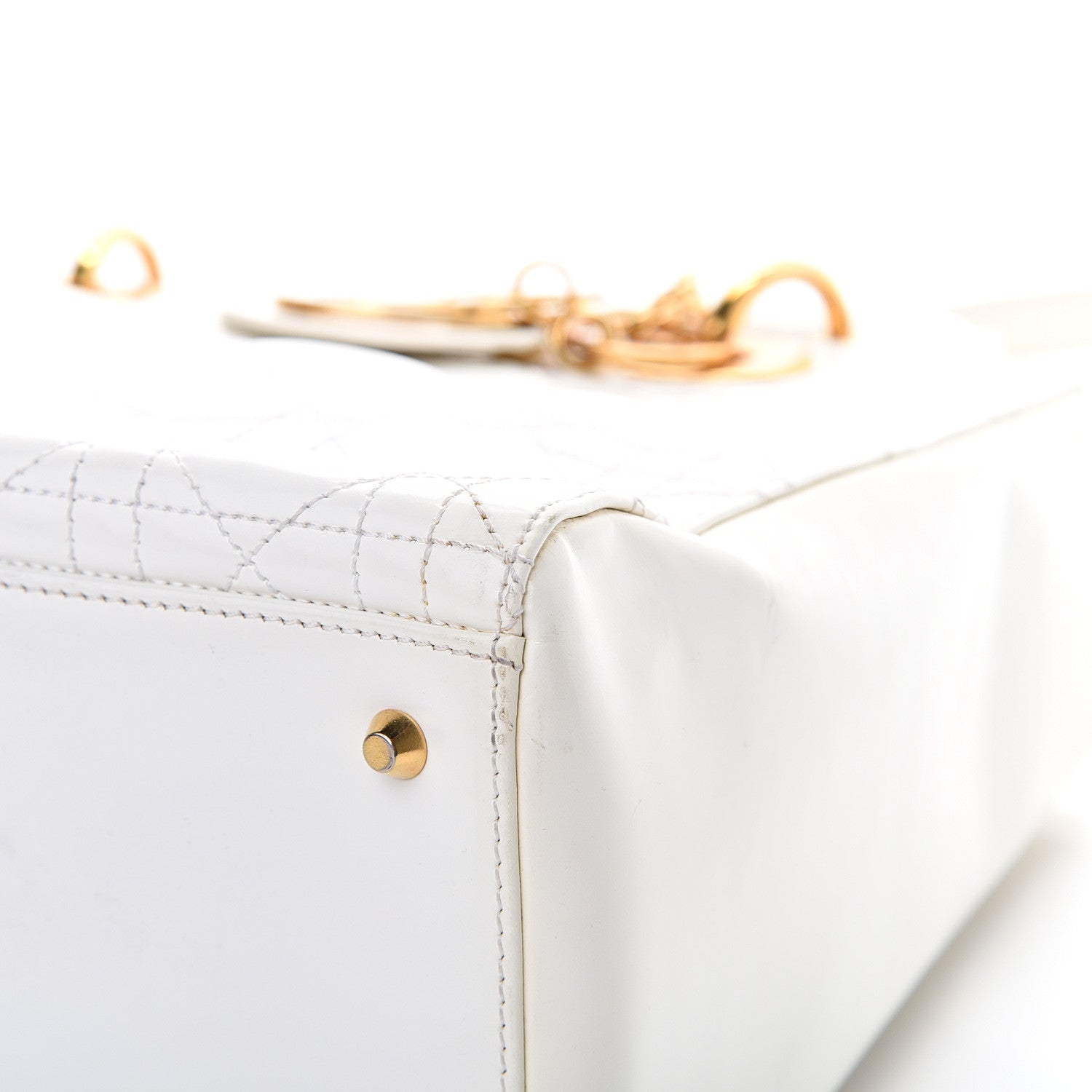 Christian Dior Patent Cannage Medium Lady Dior White 9 of 18