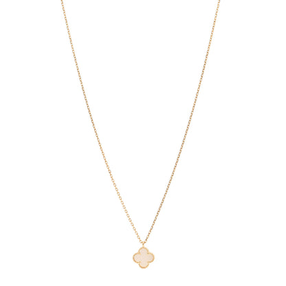 Van Cleef & Arpels 18K Yellow Gold Mother of Pearl Sweet Alhambra Pendant Necklace 1 of 5