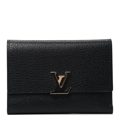 Louis Vuitton Taurillon Capucines Compact Wallet Black 1 of 4