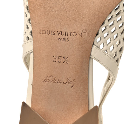 Louis Vuitton Calfskin Perforated Shake Slingback Pumps 35.5 Creme Beige 8 of 11