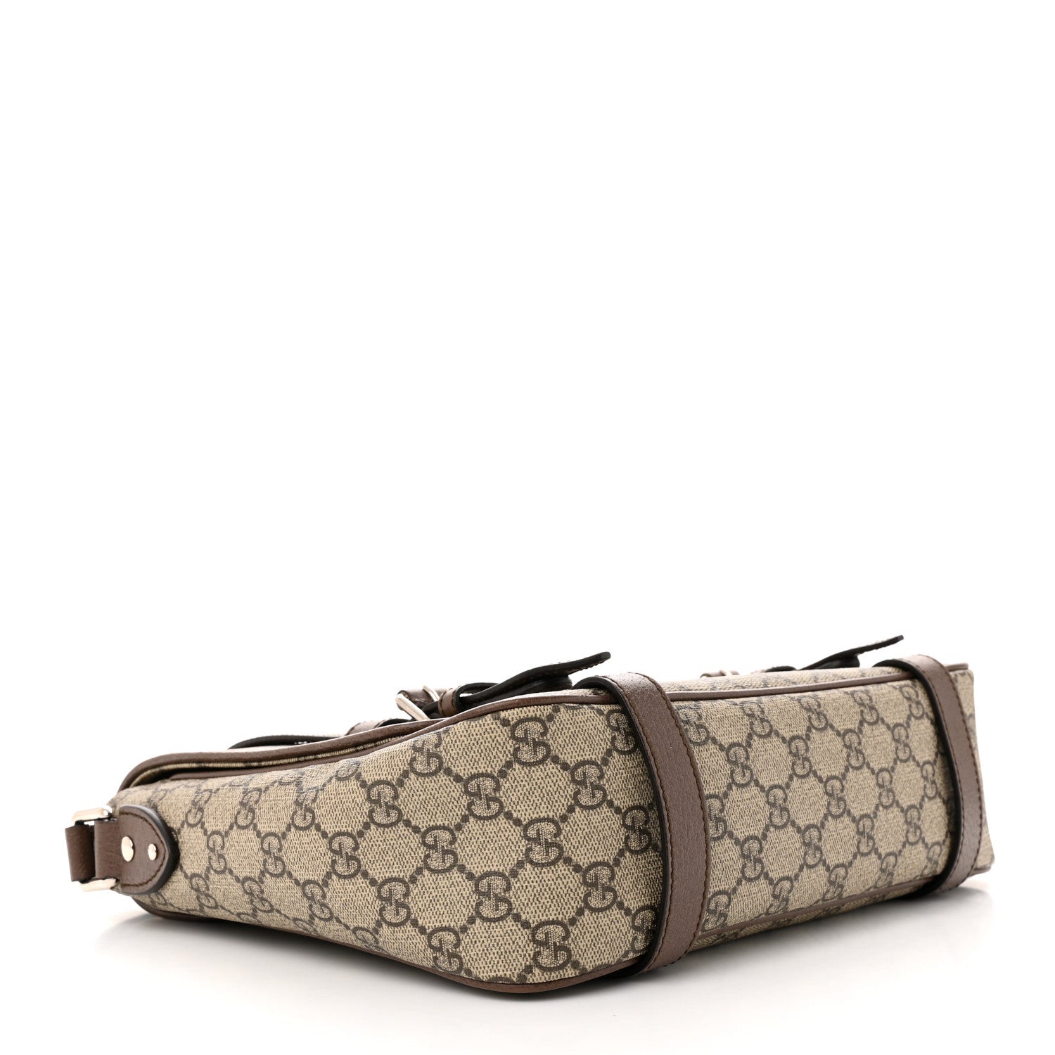 Gucci GG Supreme Monogram Textured Dollar Calfskin Retro Interlocking G Flap Messenger Bag Beige Ebony New Acero 4 of 11