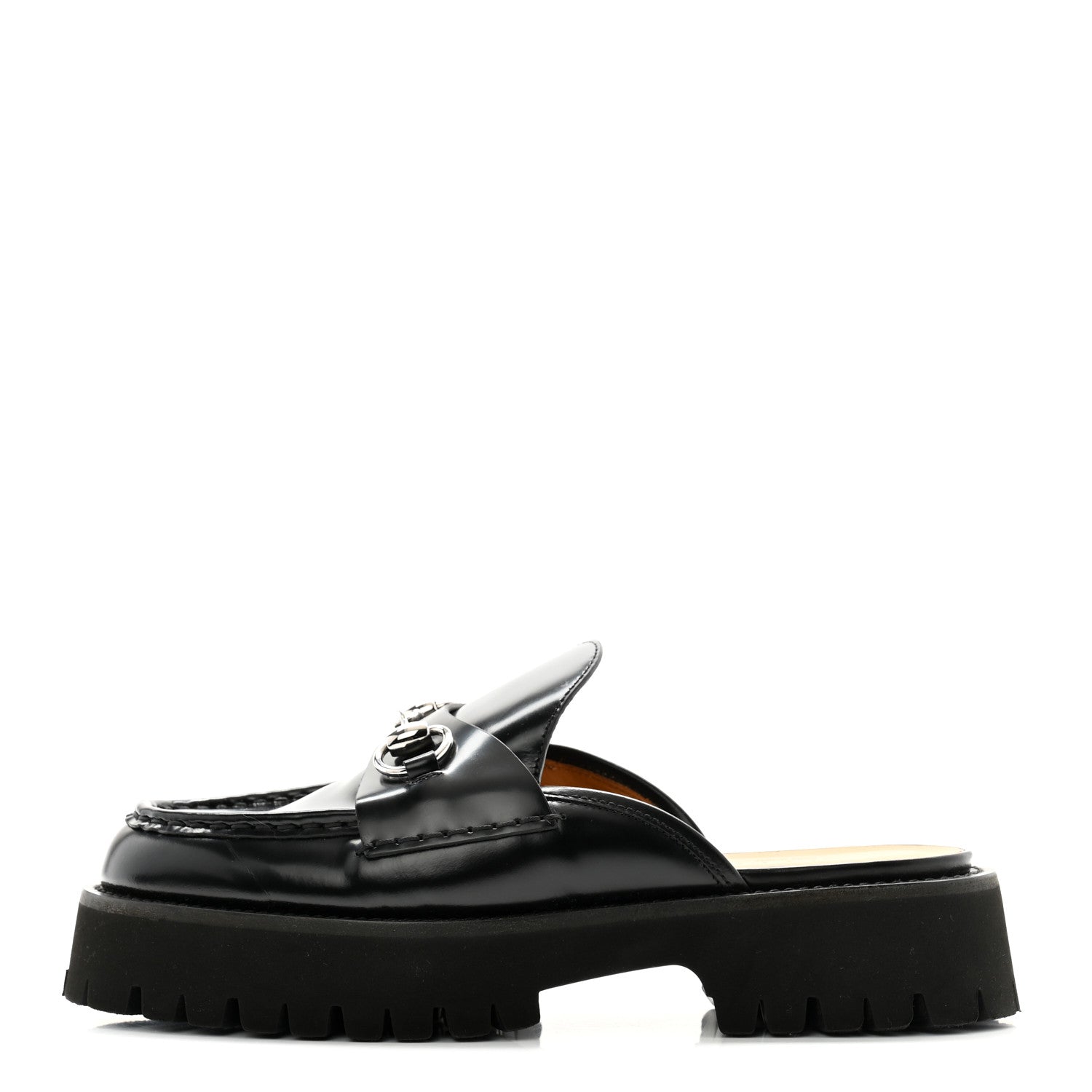 Gucci Cordovan Lux Womens Horsebit Platform Mules 38 Black 1 of 10