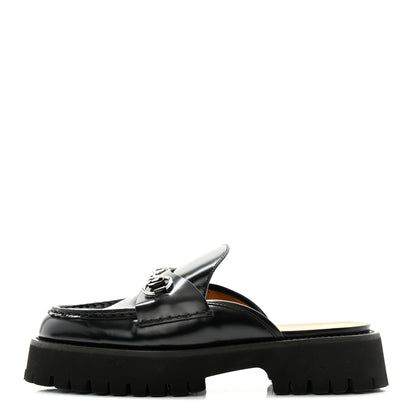 Gucci Cordovan Lux Womens Horsebit Platform Mules 38 Black 1 of 10