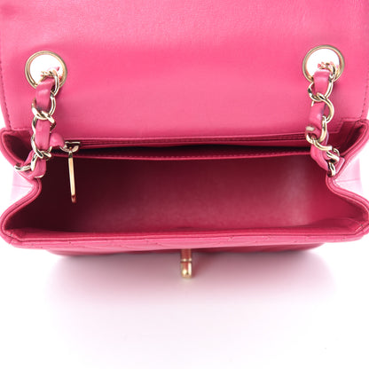 Chanel Lambskin Chevron Quilted Mini Square Flap Fuchsia 5 of 12