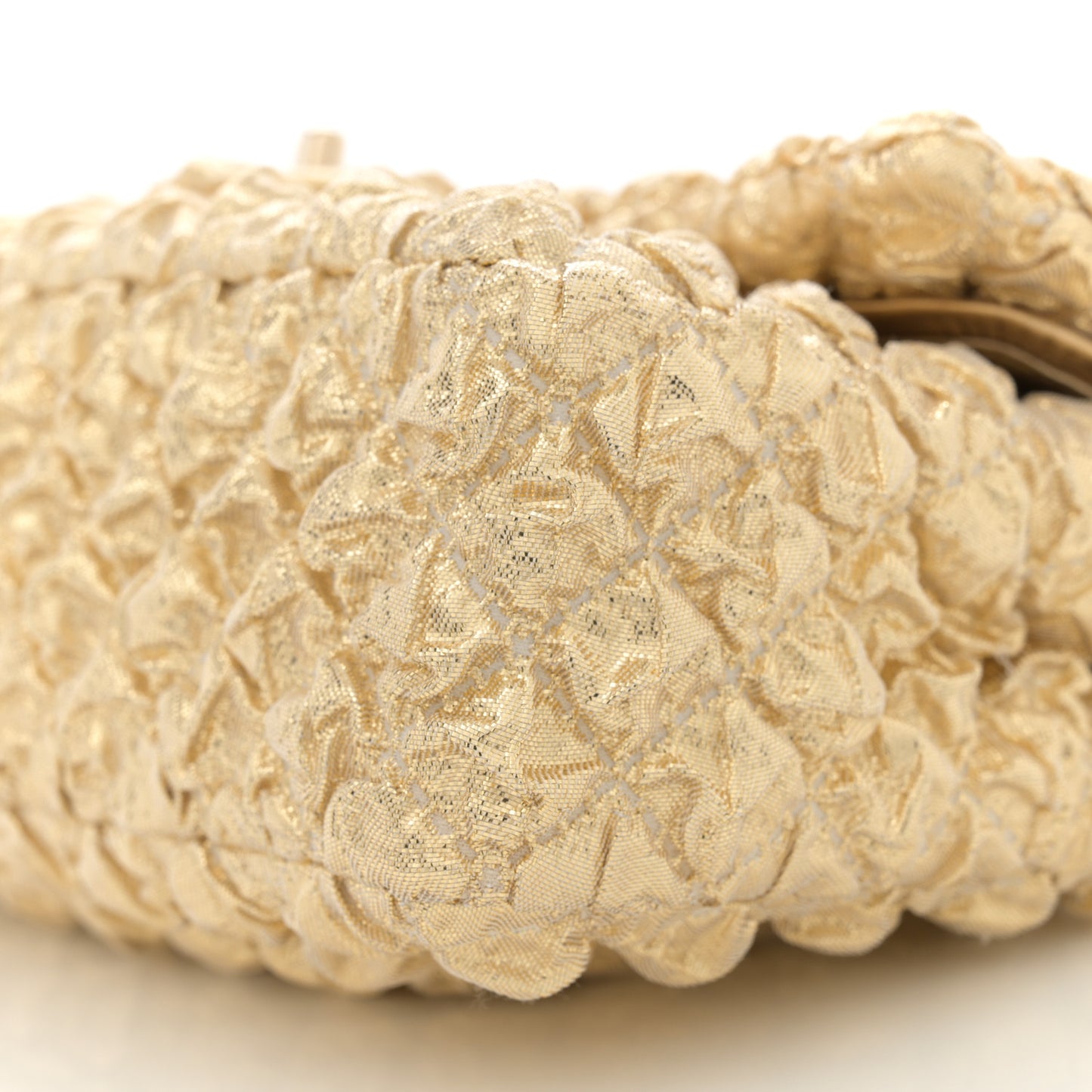 Metallic Lame Quilted Small Double Flap Gold