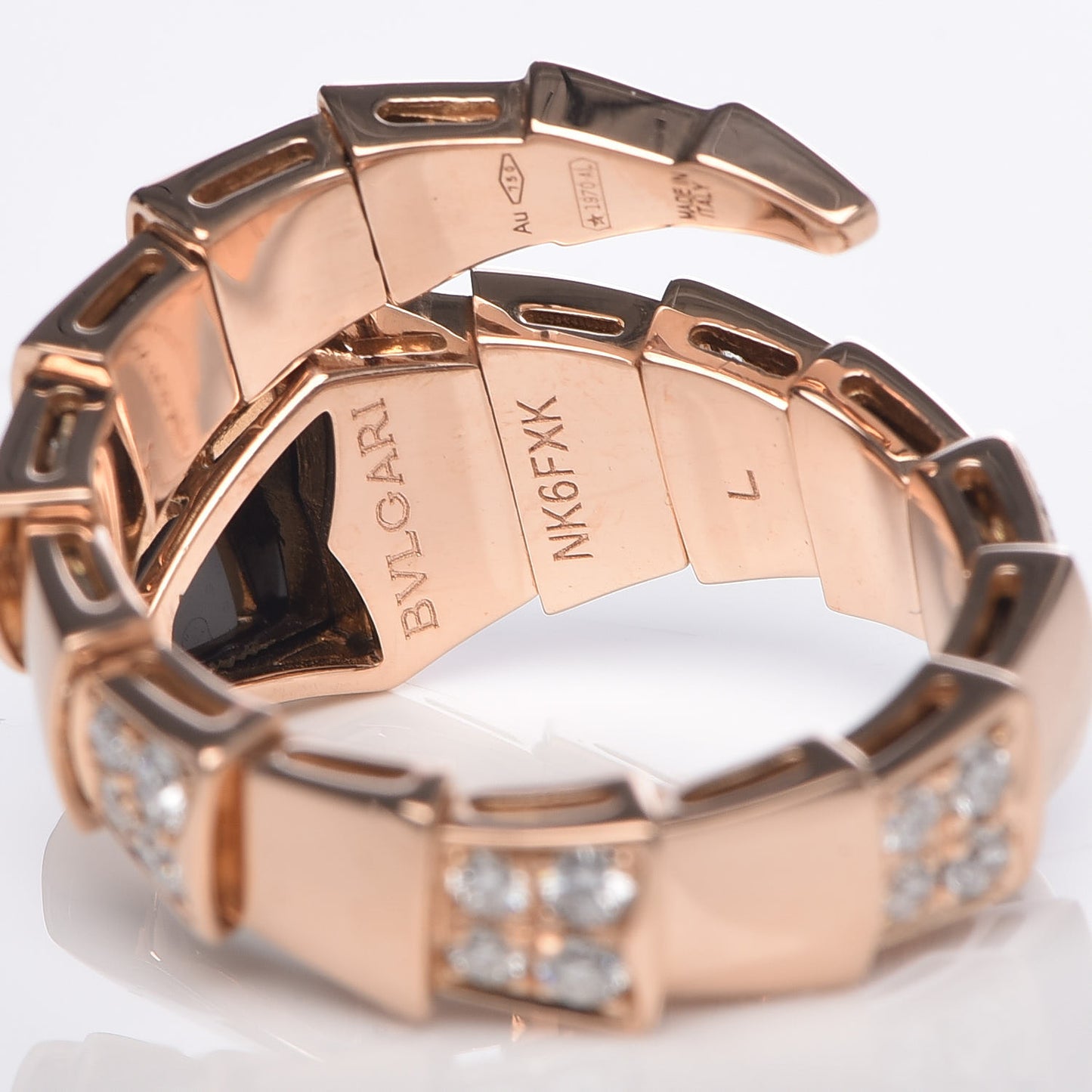 18K Rose Gold Diamond Black Onyx Serpenti Ring L