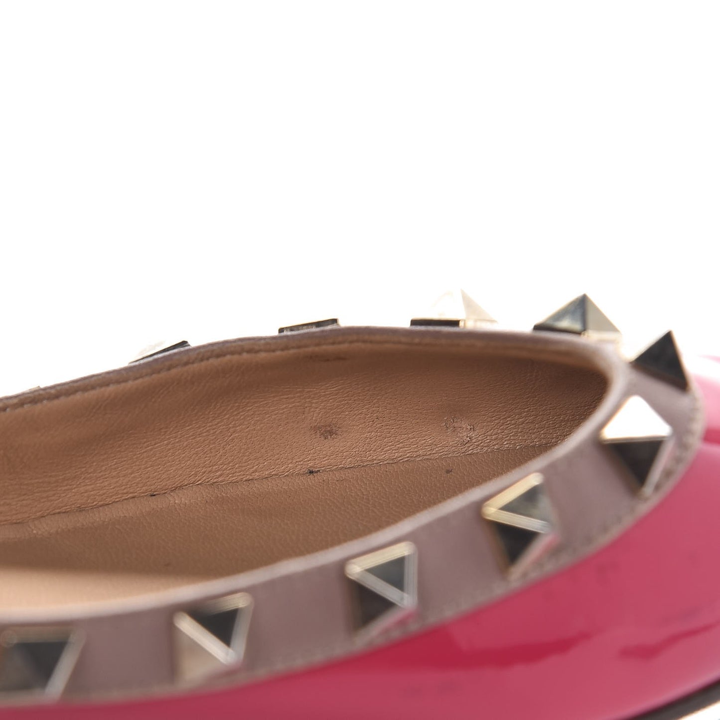 Patent Nappa Rockstud Ballerina Flats 38 Framboise Poudre