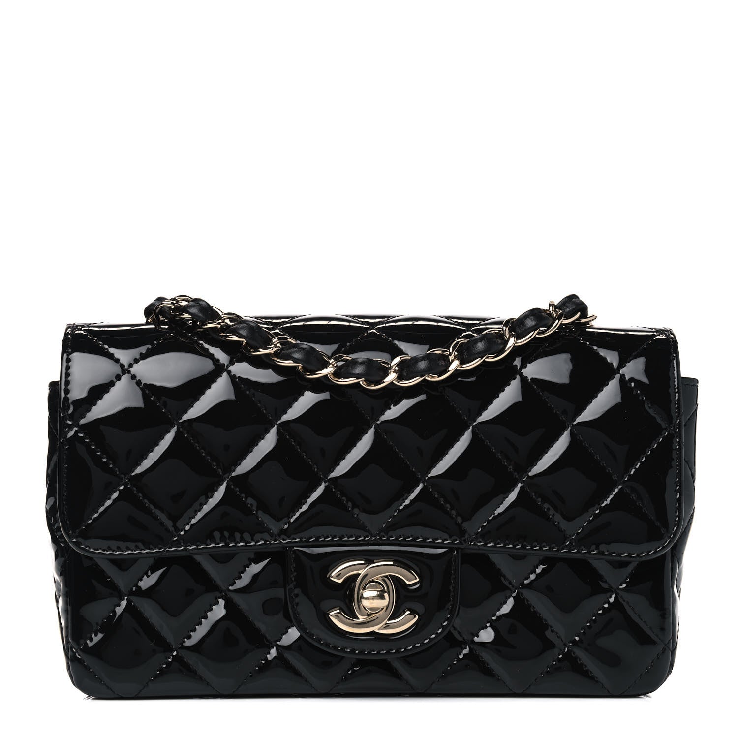 Chanel Patent Calfskin Quilted Mini Rectangular Flap Black 1 of 4