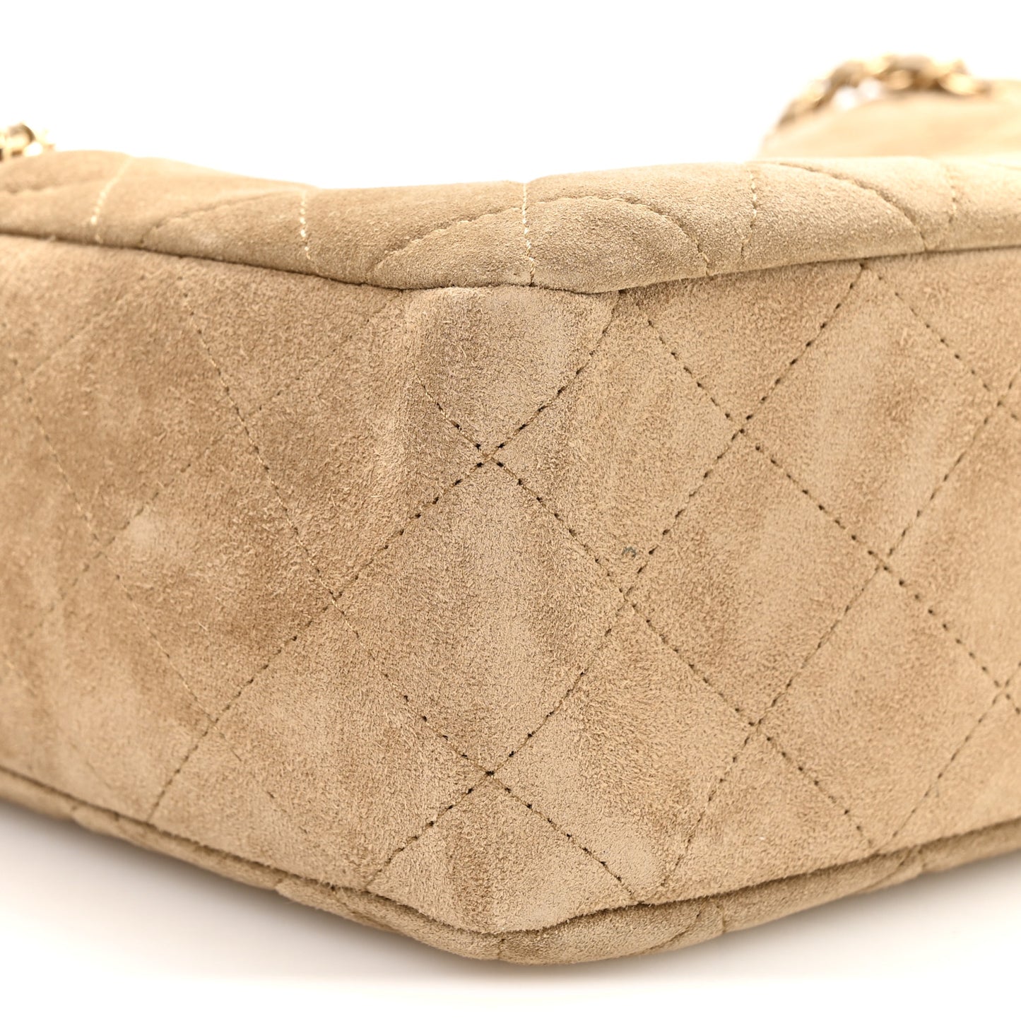 Suede Calfskin Quilted Camerissimo Case Beige