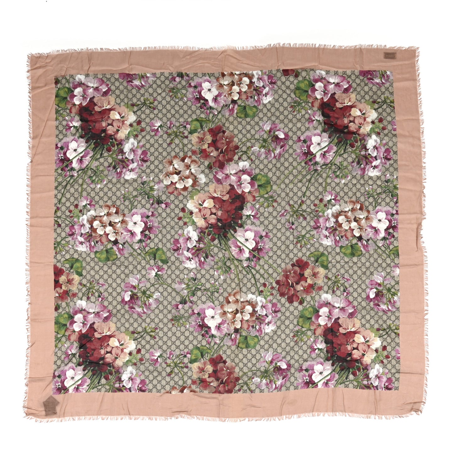 Modal Silk GG Monogram Gery Square Scarf Shell Light Brown