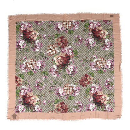 Gucci Modal Silk GG Monogram Gery Square Scarf Shell Light Brown 1 of 3