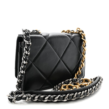 Chanel Lambskin Quilted Chanel 19 Wallet On Chain WOC Black 3 of 12