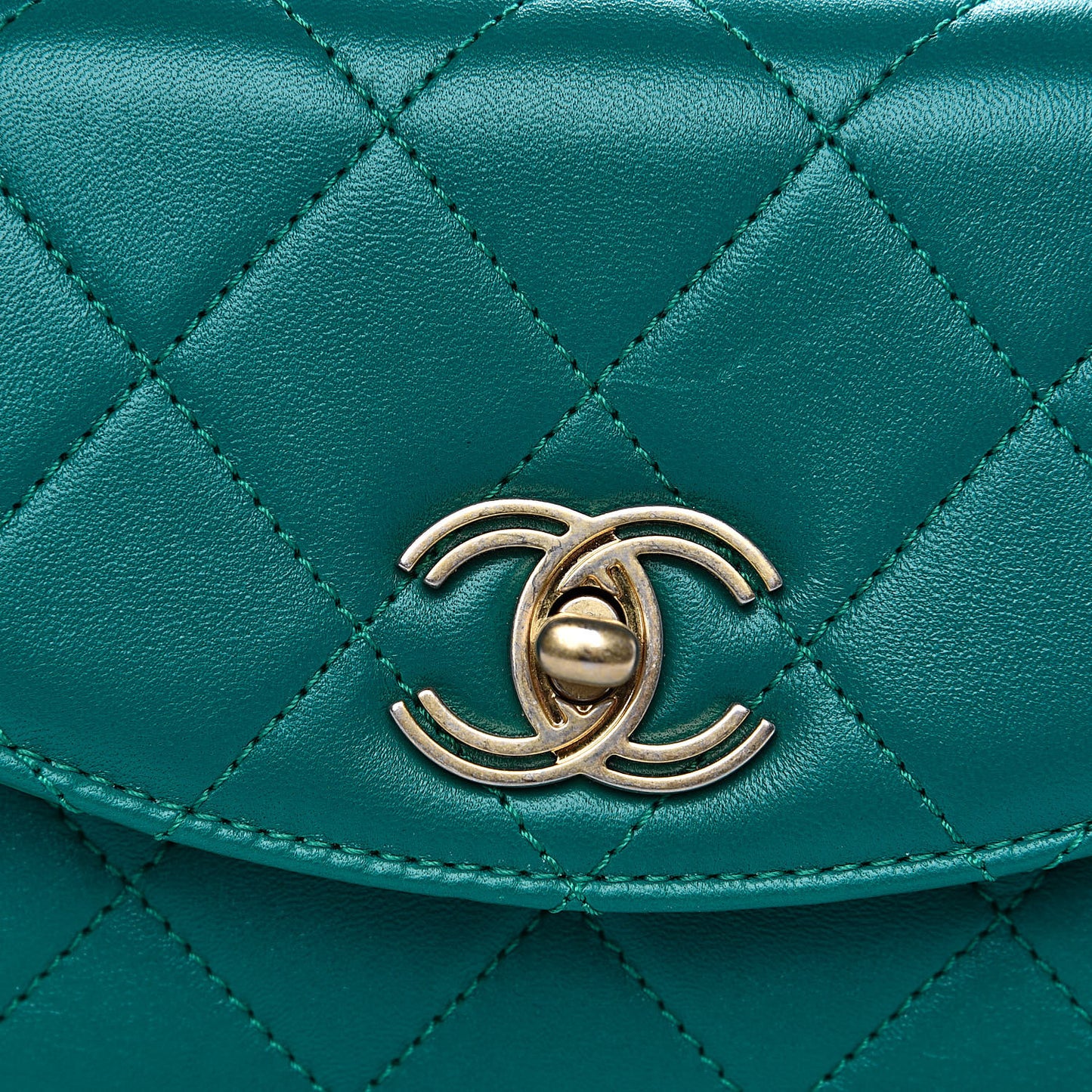 Lambskin Quilted Small Top Handle Bag Turquoise
