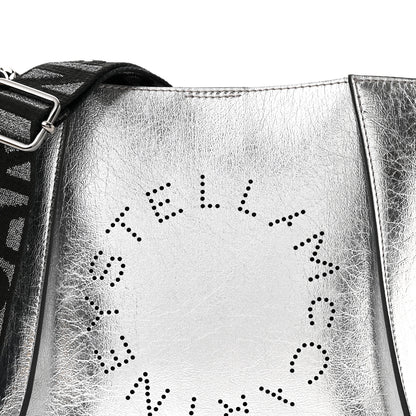 Stella McCartney Metallic Eco Alter Nappa Perforated Logo Mini Crossbody Silver 7 of 9