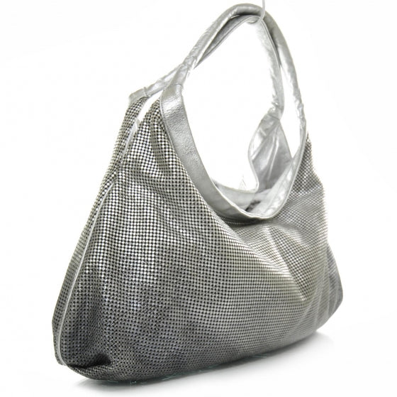 Metallic Perforated Lambskin Hollywood Hobo Silver