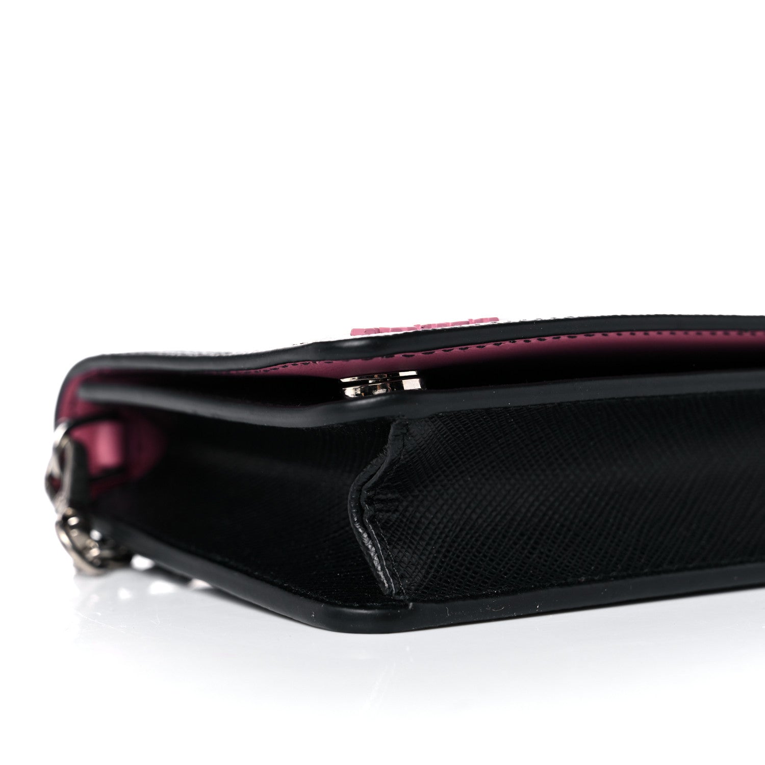 Prada Saffiano Pradamalia Mini Chain Bag Black Begonia 7 of 11