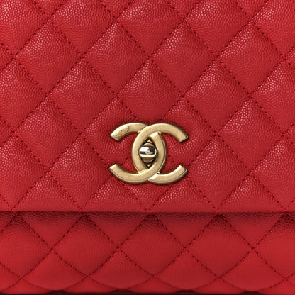 Chanel Caviar Quilted Small Coco Handle Flap Red 9 of 12