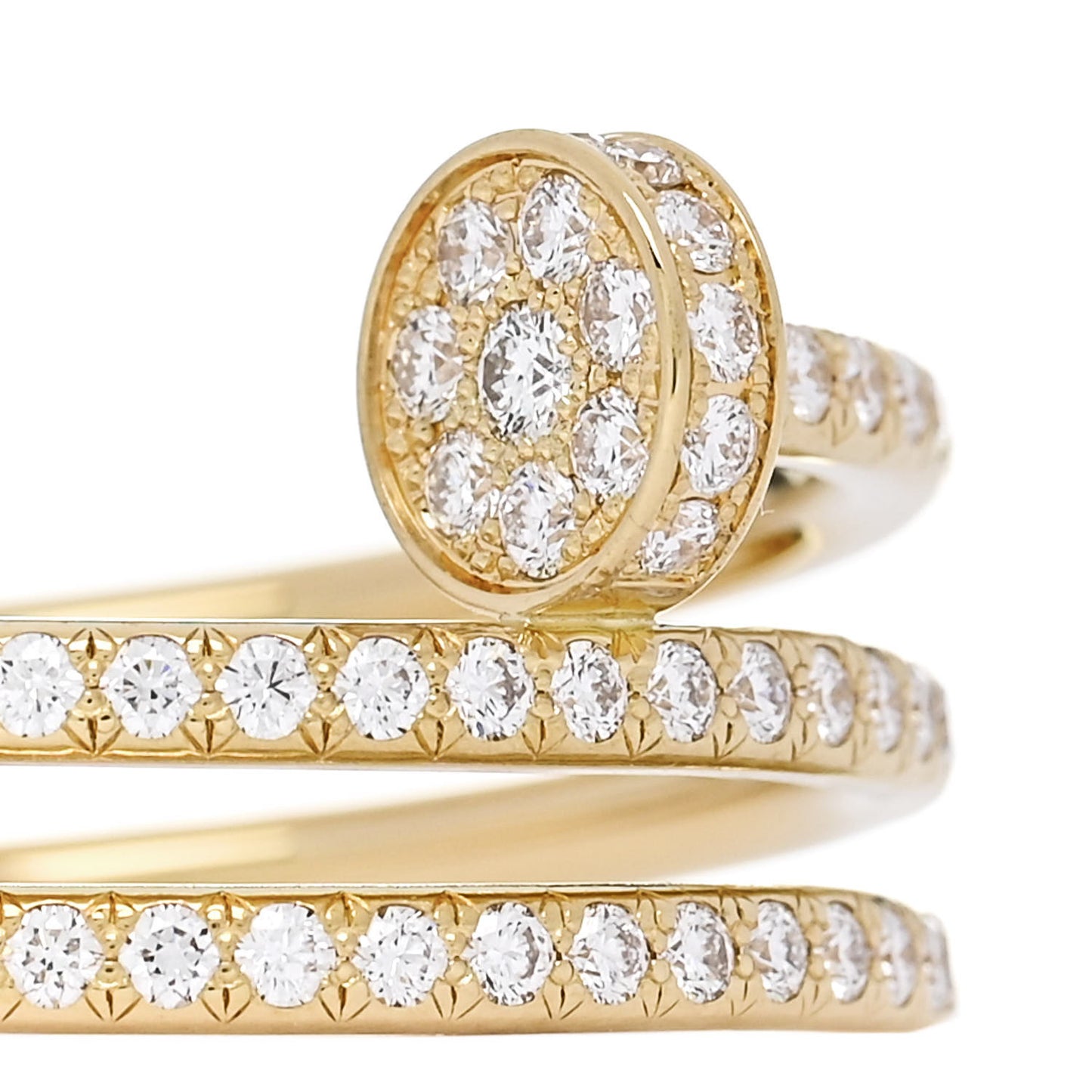 18K Yellow Gold Diamond Double Juste Un Clou Paved Ring 52 6