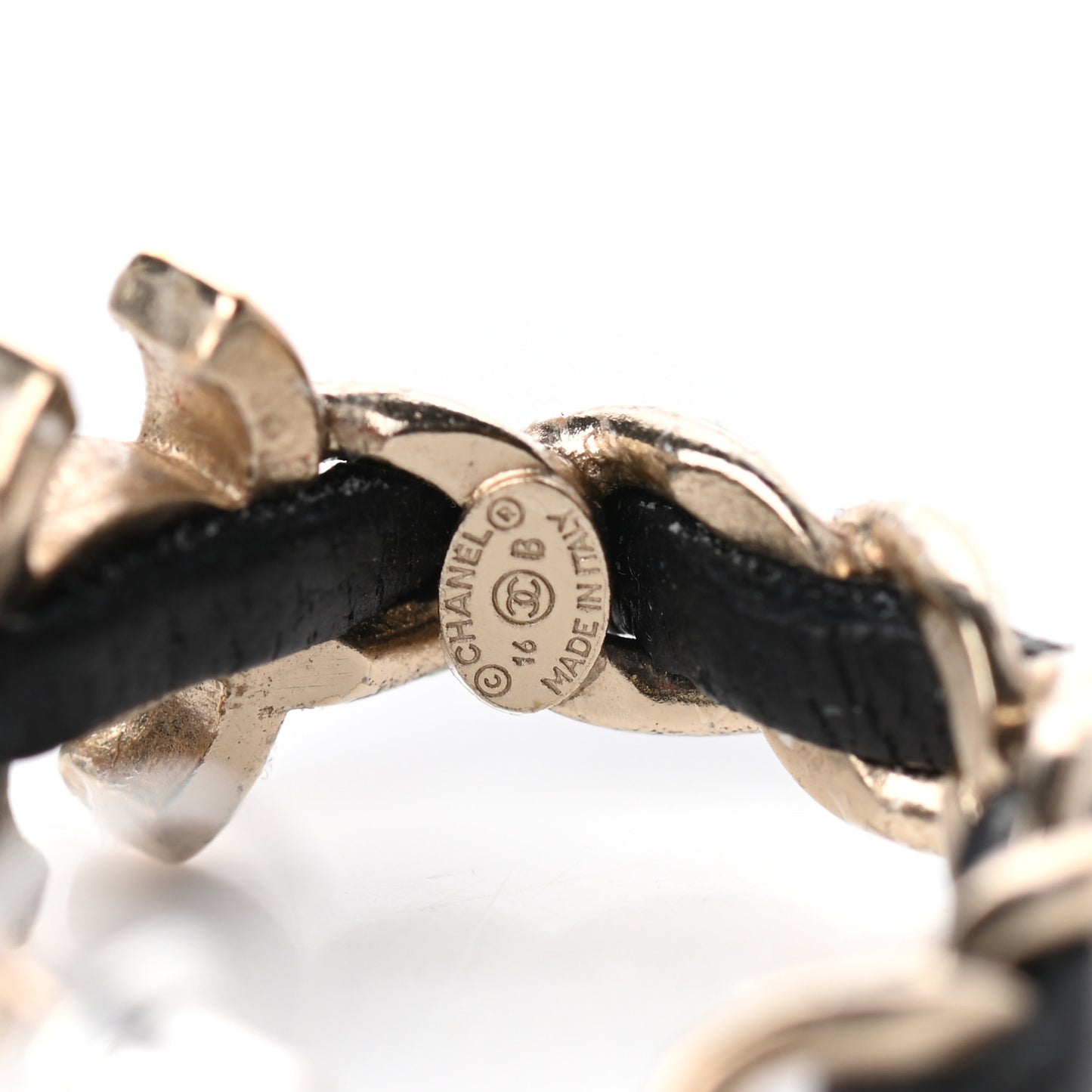 Lambskin CC Chain Hoop Earrings Matte Gold Black