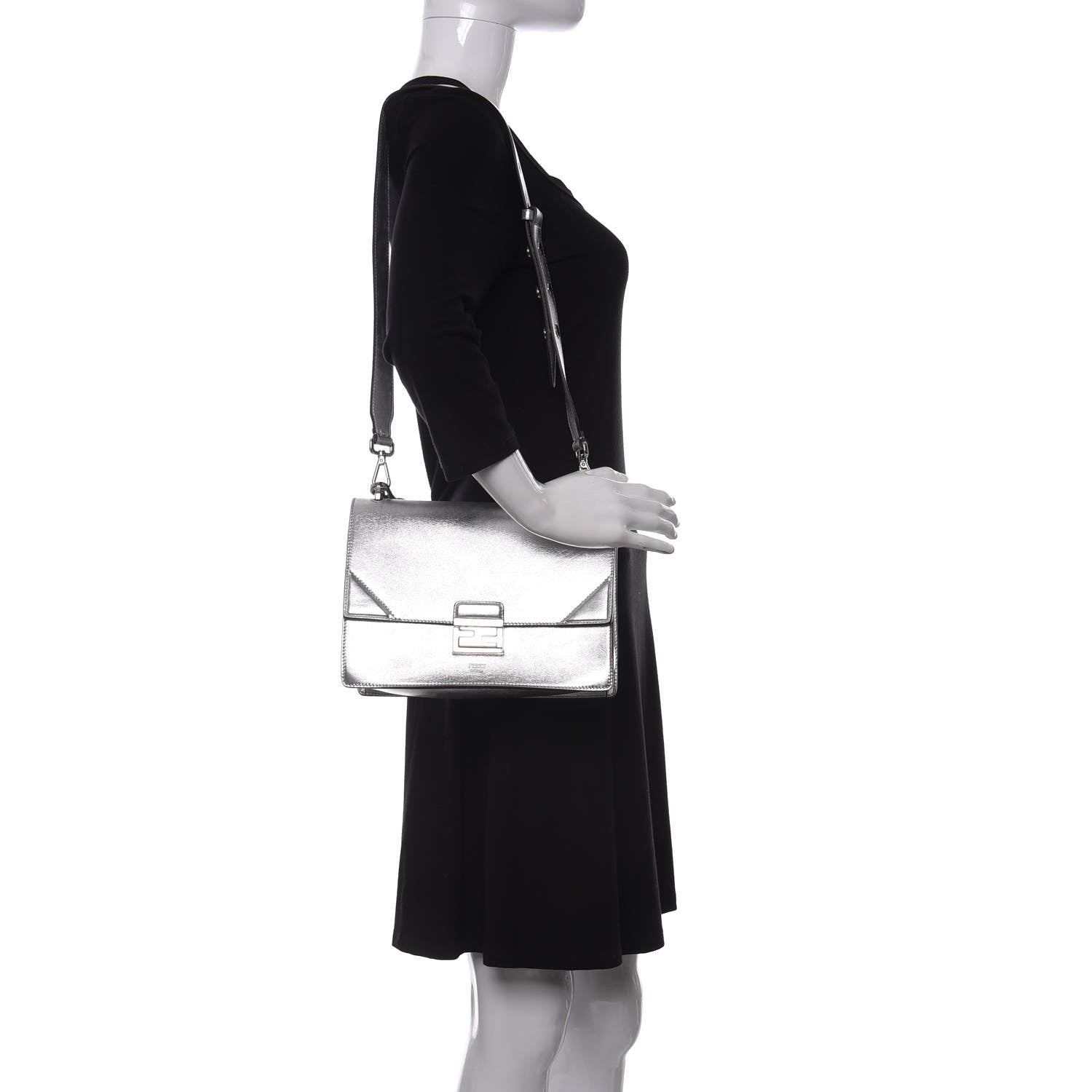 Fendi Vitello Catalan Mirror F is Fendi Kan U Shoulder Bag Argento 2 of 11