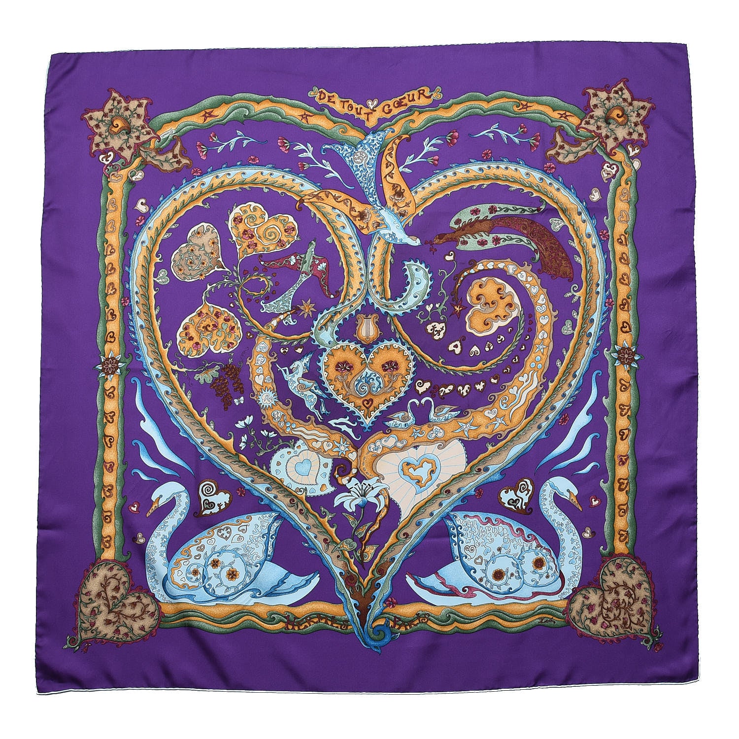 Hermes Silk De Tout Coeur Scarf 90 1 of 5