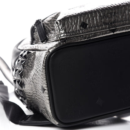 MCM Metallic Visetos Side Stud Mini Stark Backpack Silver Black 8 of 9