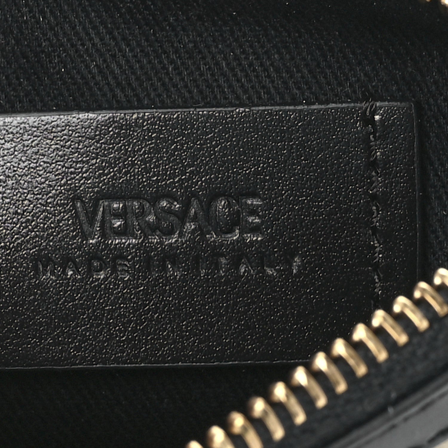 Versace Coated Canvas Calfskin La Greca Modular Zip Pouch Black Green Beige 5 of 10