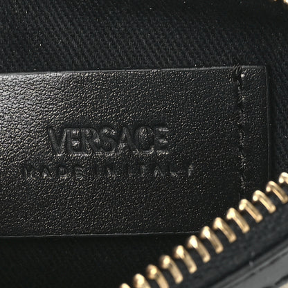 Versace Coated Canvas Calfskin La Greca Modular Zip Pouch Black Green Beige 5 of 10