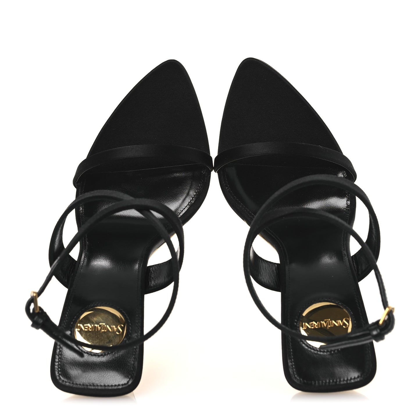 Satin Salome 110 Wedge Sandals 37 Black