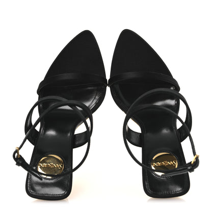 Saint Laurent Satin Salome 110 Wedge Sandals 37 Black 2 of 13