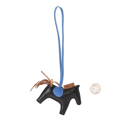 Hermes Milo Lambskin Grigri Rodeo Horse Bag Charm PM Black Gold Bleu Zanzibar 2 of 4