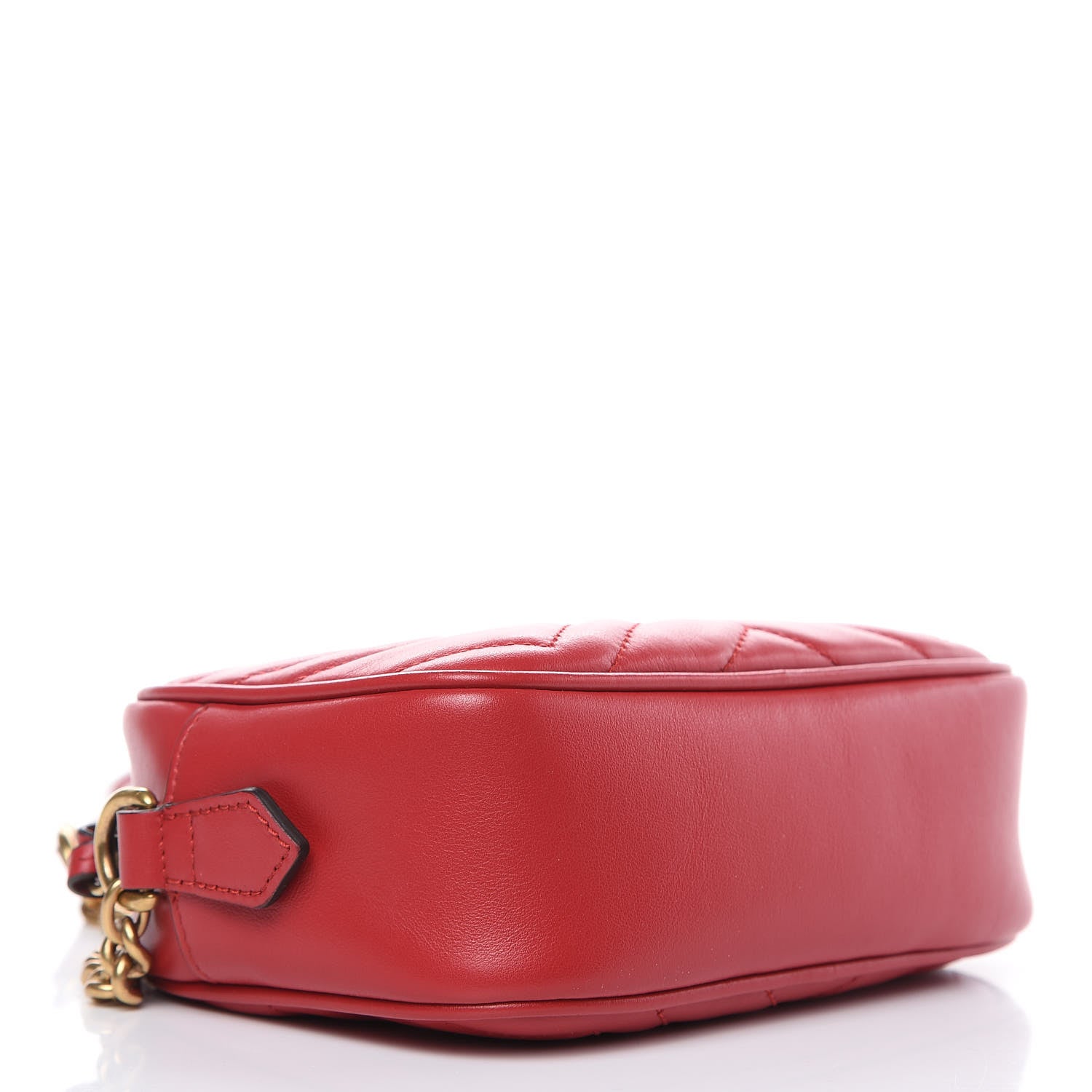 Gucci Calfskin Matelasse Mini GG Marmont Chain Shoulder Bag Hibiscus Red 4 of 11