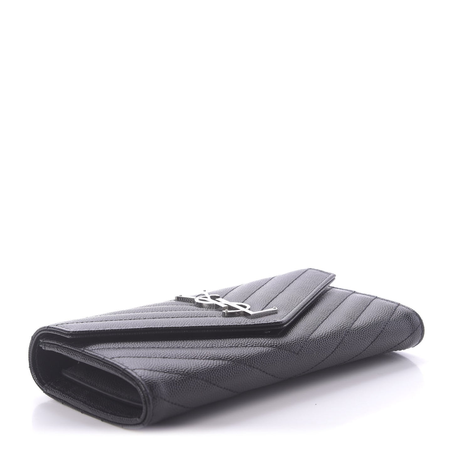 Grain De Poudre Matelasse Chevron Monogram Flap Wallet Black