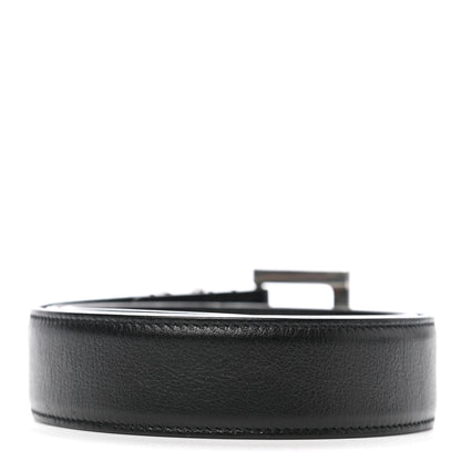 Saint Laurent Smooth Calfskin Monogram Square Buckle Belt 75 30 Black 2 of 7