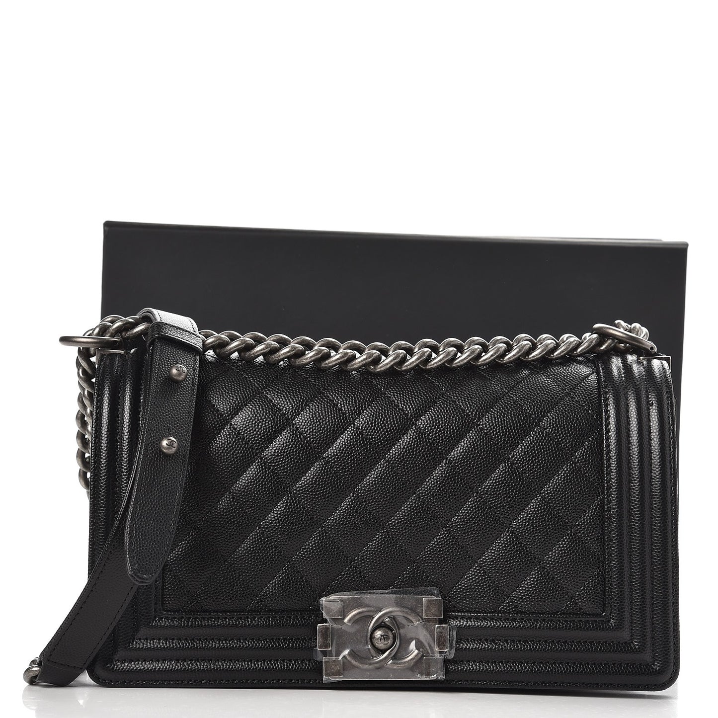 Caviar Quilted Medium Boy Flap Black