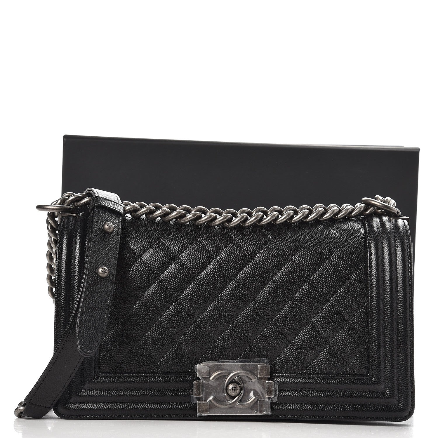 Chanel Caviar Quilted Medium Boy Flap Black 9 of 9