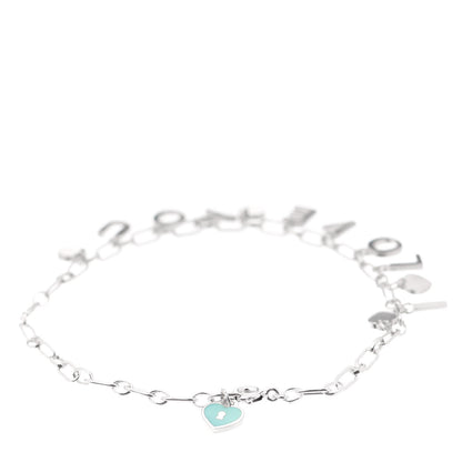 Tiffany Sterling Silver Enamel I Love You Charm Bracelet Blue 3 of 5