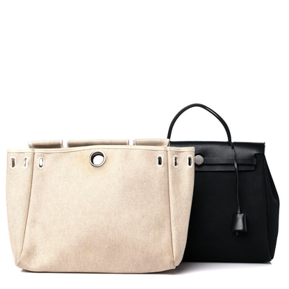 Hermes Toile Vache Calfskin Herbag 30 PM Black 2 of 18